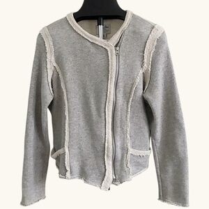 🤍 Lucky Lotus by Lucky Brand Soft Raw Edged Knit Zip Jacket – XL